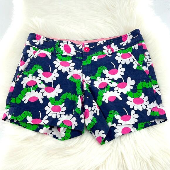 Lilly Pulitzer Yum Yum Caterpillar Shorts - Navy/Pink/Green - 2 - Picture 1 of 6